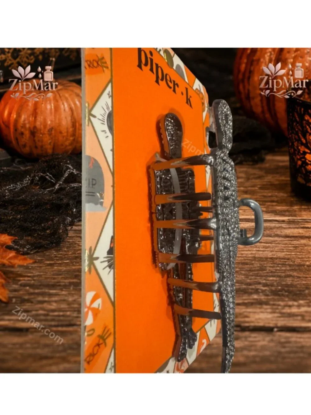 New Piper K Skeleton Hair Claw Clip Halloween Rhinestone Full Body Metal NWT
